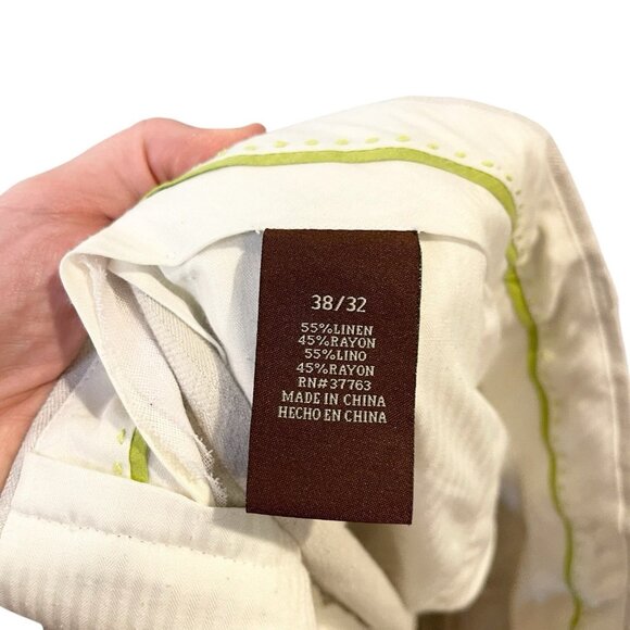 Cubavera Men's Pants Linen Blend Flat Front Beige Old Money Size 38 x 26 - Picture 5 of 5